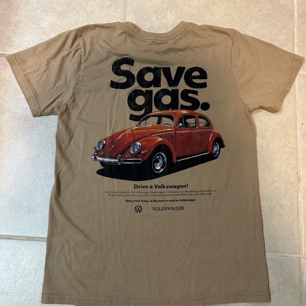 Volkswagen Brown T-Shirt with Red Car Print